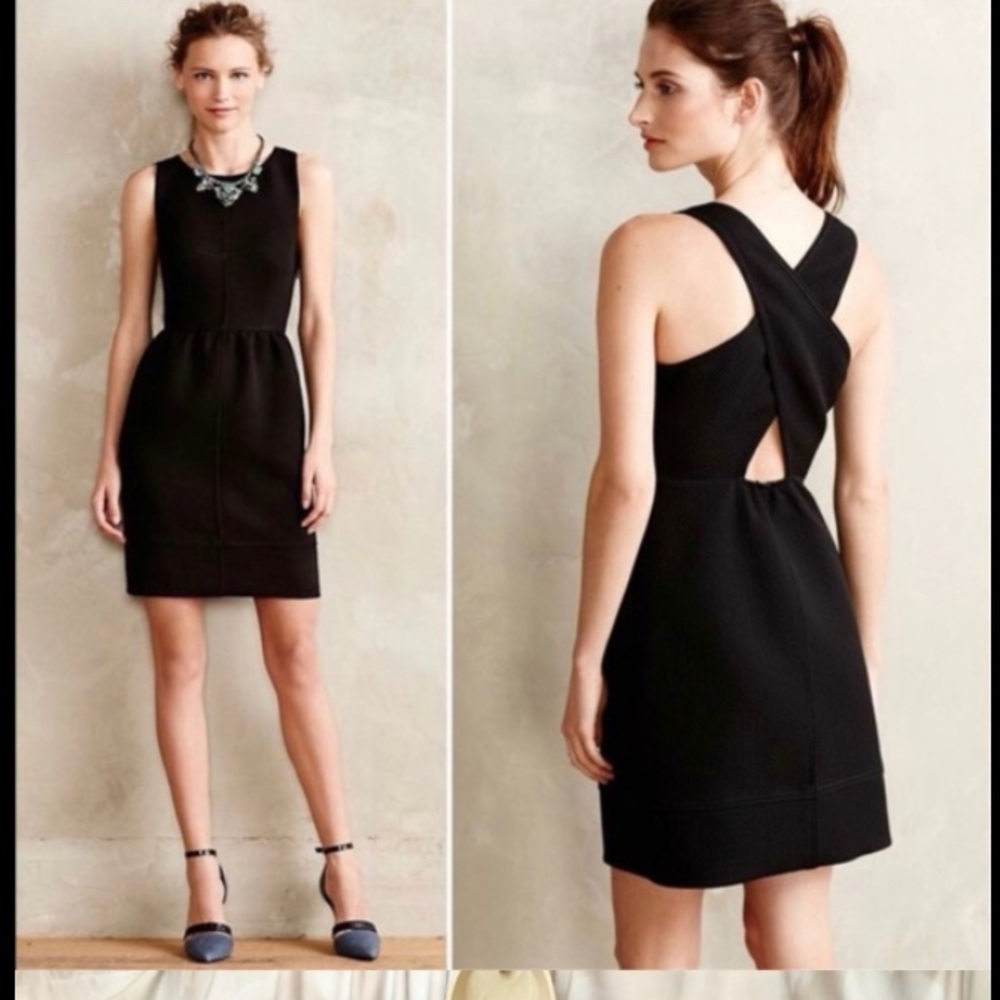 Anthropologie Maeve Quilted Black Dress
